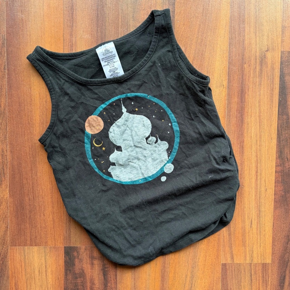 Disney Aladdin Genie Silhouette Tank Top Black Kids Size 9/10 Sleeveless Shirt
